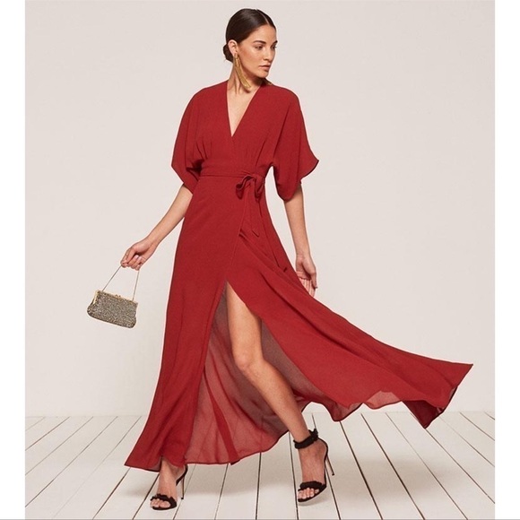REFORMATION Winslow Dress In Red - Picture 1 of 9